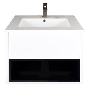 Meuble lavabo simple Midtown de Ikou pour salle de bain, fini blanc, 30 po