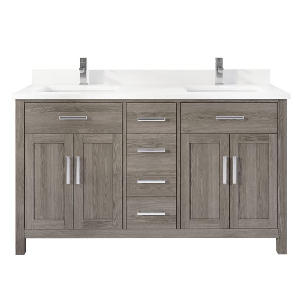 Spa Bathe Kate 60 In Grey Double Sink, 60 In White Double Sink Bathroom Vanity With Engineered Stone Top