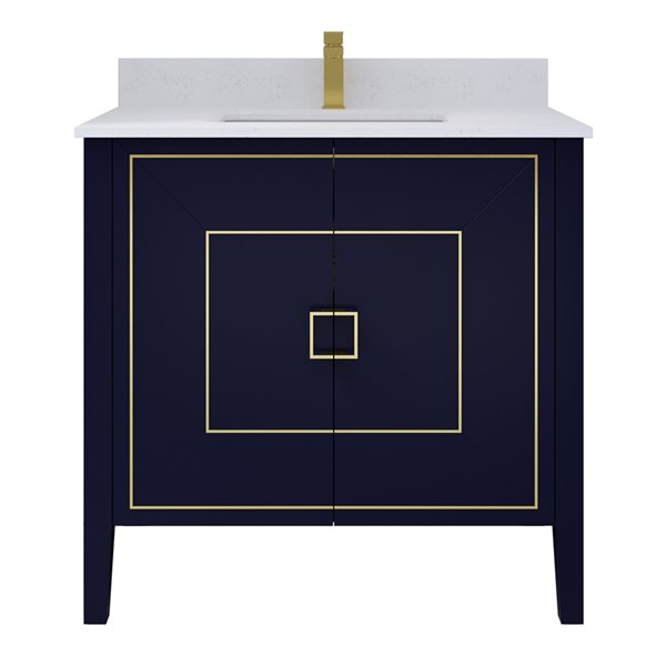 SPA BATHE Ikou Hayden Bathroom Vanity with Single Sink Navy and Power