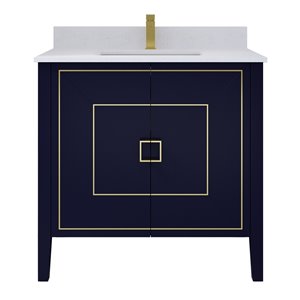 Ikou Hayden Bathroom Vanity with Single Sink Navy and Power Bar - Blue - 36-in