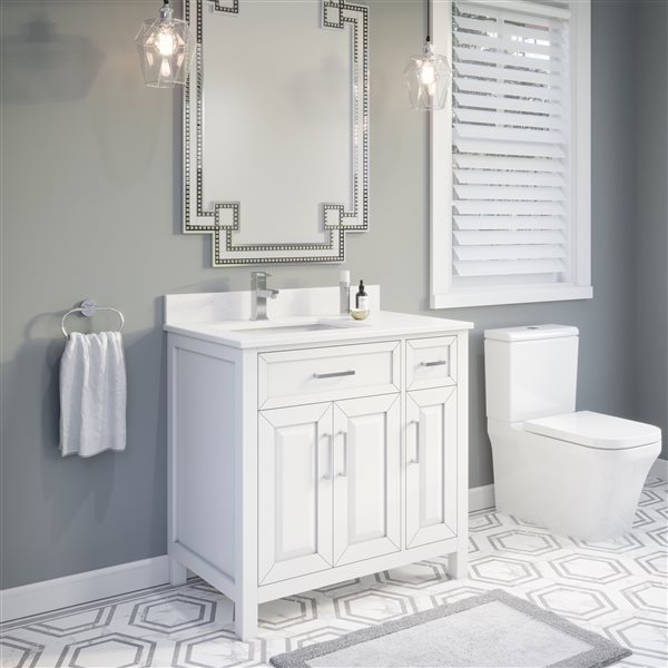 Project Source White 36-in White Undermount Single Sink Bathroom Vanity with White Cultured Marble Top