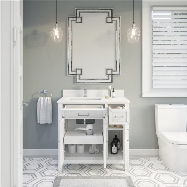 Project Source White 36-in White Undermount Single Sink Bathroom Vanity with White Cultured Marble Top