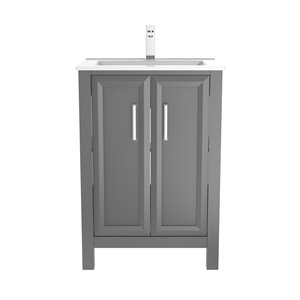 Ikou Hero Bathroom Vanity with Single Sink - Pepper Grey Finish - 24-in