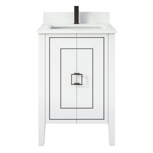 Meuble lavabo simple Hayden de Ikou pour salle de bain, blanc, 24 po