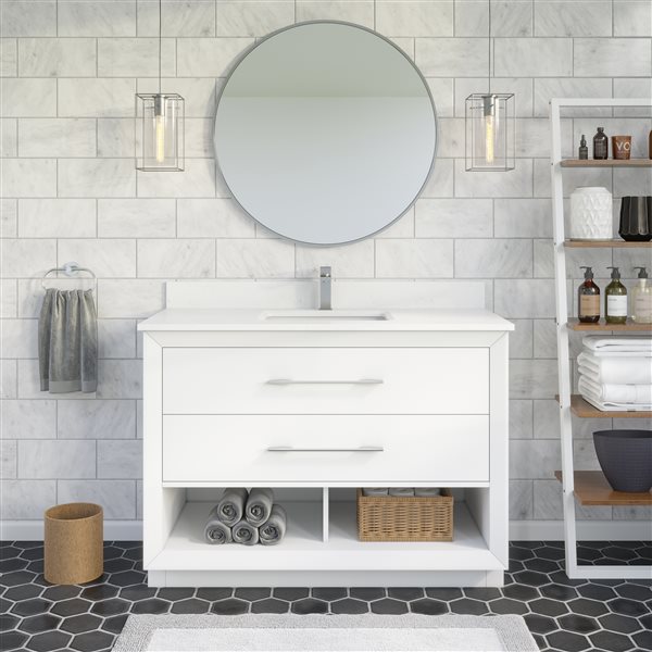 Spa Bathe Riley 48 In White Single Sink Bathroom Vanity With Engineered Stone Top Roii48wh Rona - Ikea Canada 48 Bathroom Vanity Mirror