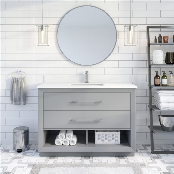 Spa Bathe Riley 48-in Grey Single Sink Bathroom Vanity with Engineered Stone Top