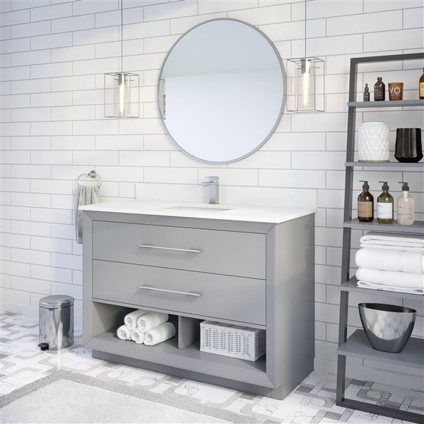 Spa Bathe Riley 48-in Grey Single Sink Bathroom Vanity with Engineered Stone Top