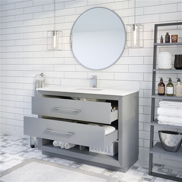Spa Bathe Riley 48-in Grey Single Sink Bathroom Vanity with Engineered Stone Top