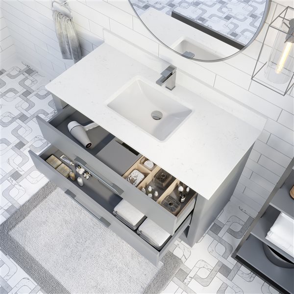 Spa Bathe Riley 48-in Grey Single Sink Bathroom Vanity with Engineered Stone Top