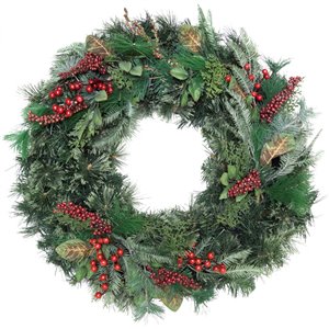 Henryka Decorated Indoor/Outdor Wreathe - 30-in - Red Berries