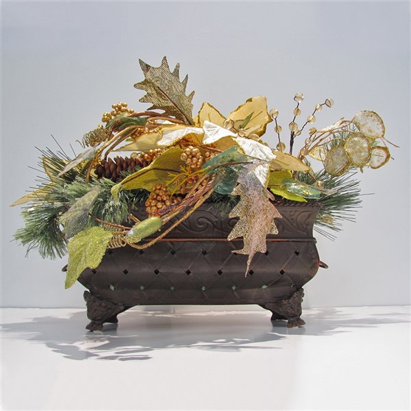 Henryka Decorative Table Setting - 14-in - Gold Flowers