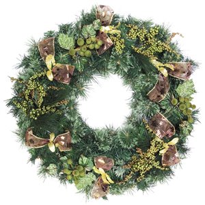 Henryka Decorated Indoor/Outdor Wreathe - 30-in - Green Berries