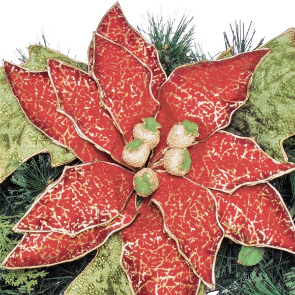 Henryka Decorated Indoor/Outdor Wreath - 30-in - Large Poinsettia