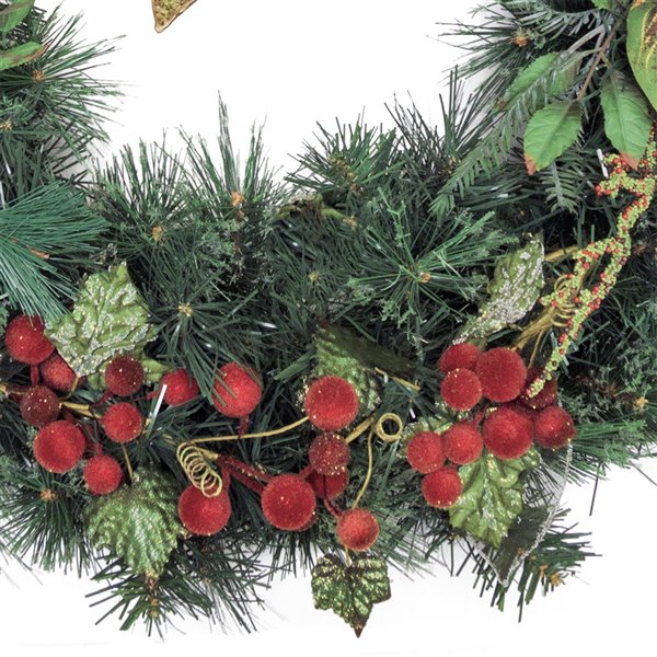 Henryka Decorated Indoor/Outdor Wreath - 30-in - Large Poinsettia