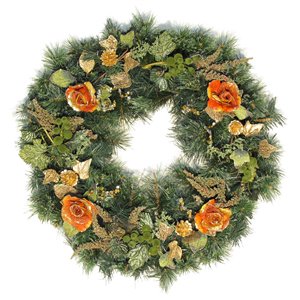 Couronne décorée intérieure/extérieure Henryka, 30 po, roses multicolores