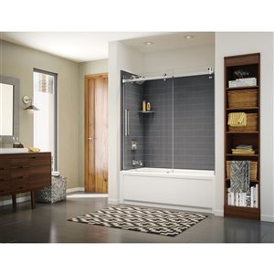 MAAX Utile 60-in x 32-in x 81-in Thunder Grey Bathtub Shower Kit with Left Drain - 4-Piece