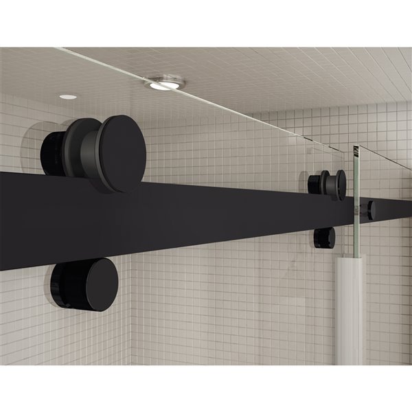 Ensemble de bain-douche Utile par MAAX noir mat et gris doux de 60 po x 32 po x 81 po avec drain à droite, 5 pièces