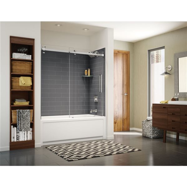 MAAX Utile 60-in x 32-in x 81-in Thunder Grey Bathtub Shower Kit with Right Drain - 4-Piece