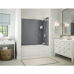 Utile by MAAX Metro Thunder Grey TubShower Kit, Right Drain Halo Brushed Nickel - 60x32x81in