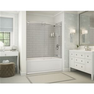 MAAX Utile 60-in x 32-in x 81-in Soft Grey Bathtub Shower Kit with Right Drain - 4 Piece