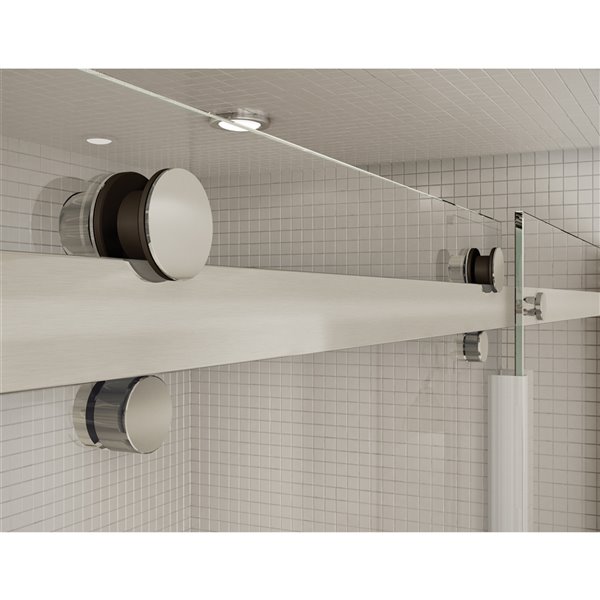 MAAX Utile 60-in x 32-in x 81-in Brushed Nickel and Thunder Grey Bathtub Shower Kit with Left Drain - 5-Piece