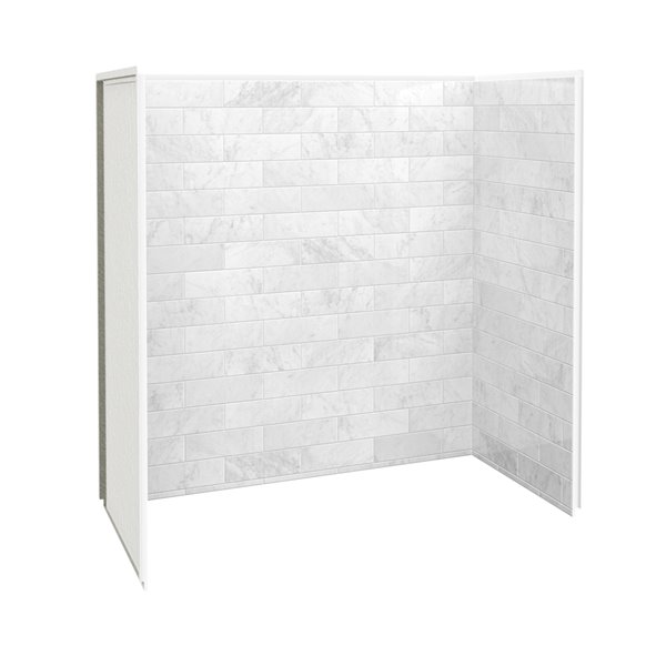 Ensemble de bain-douche Utile par MAAX marbre Carrara 60 po x 32 po x 81 po drain à droite, 4 pièces