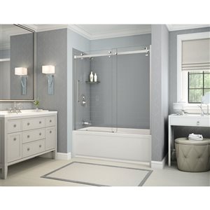 MAAX Utile 60-in x 32-in x 81-in Chrome and Ash Grey Bathtub Shower Kit with Left Drain - 5-Piece