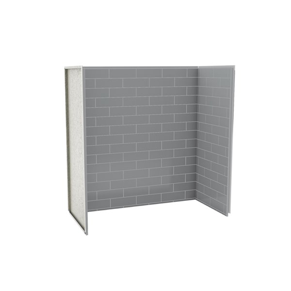 Ensemble de bain-douche Utile par MAAX chrome et gris cendre de 60 po x 32 po x 81 po avec drain à gauche, 5 pièces