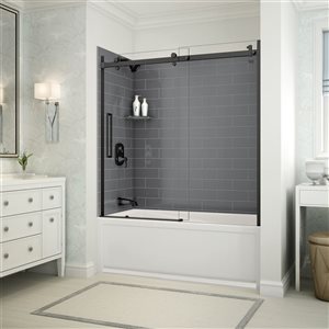 MAAX Utile 60-in x 32-in x 81-in Matte Black and Thunder Grey Bathtub Shower Kit with Left Drain - 5-Piece