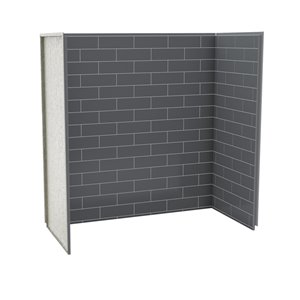 Ensemble de bain-douche Utile par MAAX noir mat et gris foudre de 60 po x 32 po x 81 po avec drain à gauche, 5 pièces