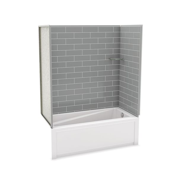 Ensemble de bain-douche Utile par MAAX gris cendre de 60 po x 32 po x 81 po avec drain à droite, 4 pièces