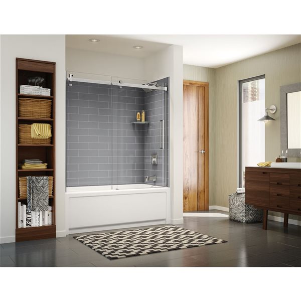 MAAX Utile 60-in x 32-in x 81-in Ash Grey Bathtub Shower Kit with Right Drain - 4-Piece