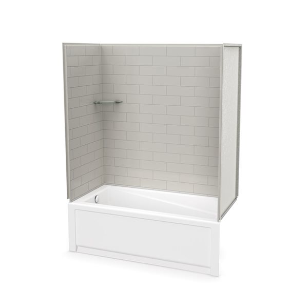 Ensemble de bain-douche 4 pièces Utile par MAAX gris doux 60 po x 32 po x 81 po drain à gauche