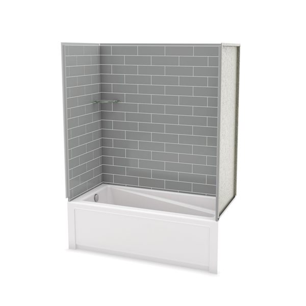 MAAX Utile 60-in x 32-in x 81-in Ash Grey Bathtub Shower Kit with Left Drain - 4-Piece