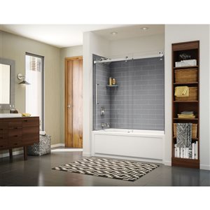 MAAX Utile 60-in x 32-in x 81-in Ash Grey Bathtub Shower Kit with Left Drain - 4-Piece