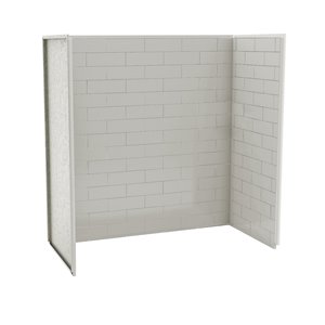 Ensemble bain douche Utile par MAAX Gris Doux 60 po x 32 po, New Town drain à gauche, porte Halo bronze foncé
