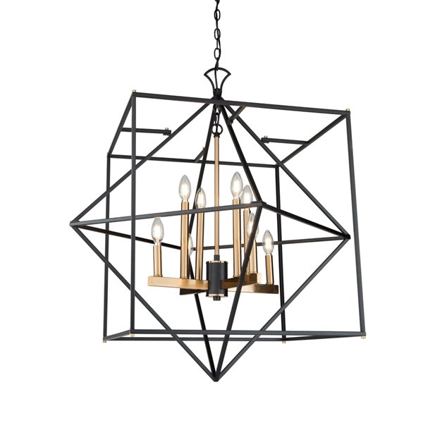 Artcraft Lighting Roxton AC11208 8-Light Chandelier - 32-in x 35-in - Matte Black/Harvest Brass