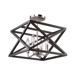 Semi-plafonnier Elements AC11044 d'Artcraft Lighting, 4 lumières, noir/nickel poli