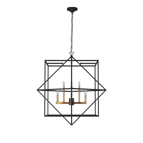 Chandelier à 12 lumières Roxton AC11202 d'Artcraft Lighting, 42 po x 45 po, noir mat/laiton