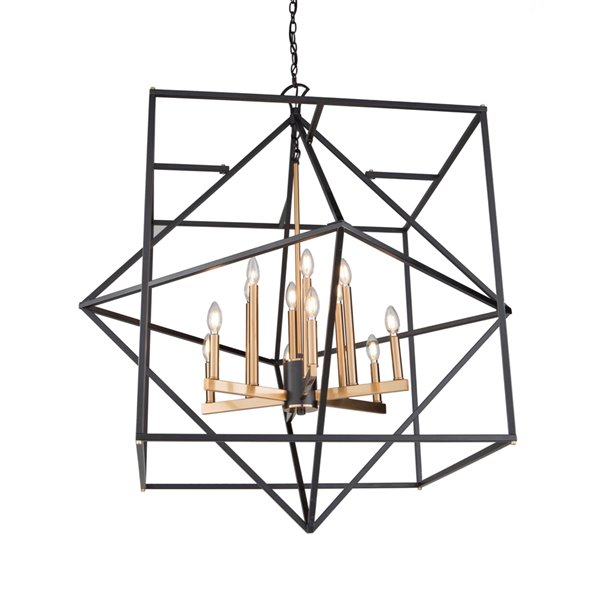 Artcraft Lighting Roxton AC11202 12-Light Chandelier - 42-in x 45-in - Matte Black/Harvest Brass