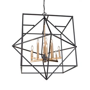 Artcraft Lighting Roxton AC11202 12-Light Chandelier - 42-in x 45-in - Matte Black/Harvest Brass