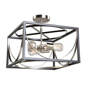 Semi-plafonnier Corona CL15093 d'Artcraft Lighting, 3 lumières, noir/nickel poli
