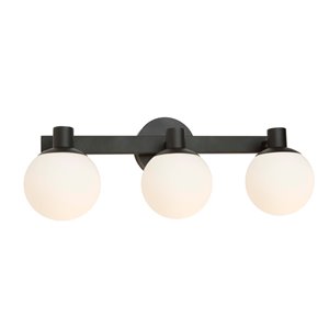 Luminaire de salle de bain à 3 lumières Tilbury AC7093BK d'Artcraft Lighting, 24,5 po x 7 po x 9 po, noir semi-brillant