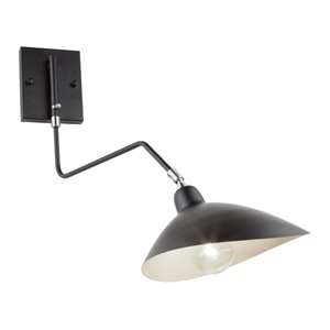Applique murale à 1 lumière Nero AC11217 d'Artcraft Lighting, 20 po, noir/intérieur blanc