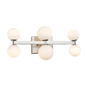Luminaire de salle de bain à 6 lumières Hadleigh AC6616 d'Artcraft Lighting, 20 po x 5,25 po x 8 po, nickel brossé