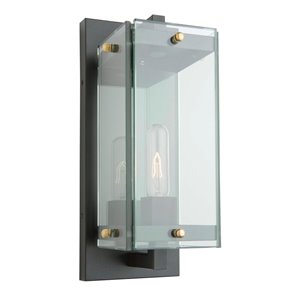 Luminaire mural extérieur Bradgate AC8131BK d'Artcraft Lighting, 17.5 po, noir mat/laiton