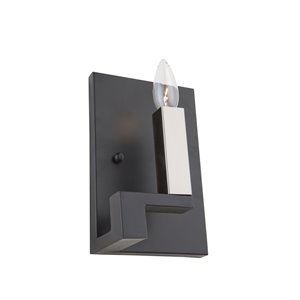 Applique murale à 1 lumière Urban Chic AC11131 d'Artcraft Lighting, 9 po, noir mat/nickel satiné