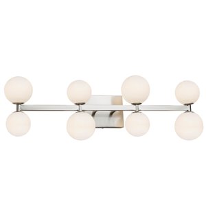 Luminaire de salle de bain à 8 lumières Hadleigh AC6618 d'Artcraft Lighting, 28 po x 5,25 po x 8 po, nickel brossé