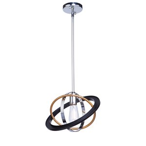 Luminaire suspendu à 1 lumière Cosmic CL15111 d'Artcraft Lighting, 13 po x 13 po, bronze foncé/chrome/laiton satiné