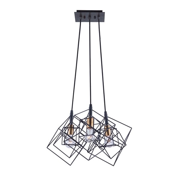 Chandelier à 3 lumières Artistry AC11118 d'Artcraft Lighting, 27,75 po x 12 po, noir mat/laiton